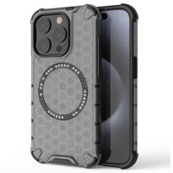 Husa transparenta iPhone 15 Pro Max Techsuit HoneyComb Shield MagSafe, negru