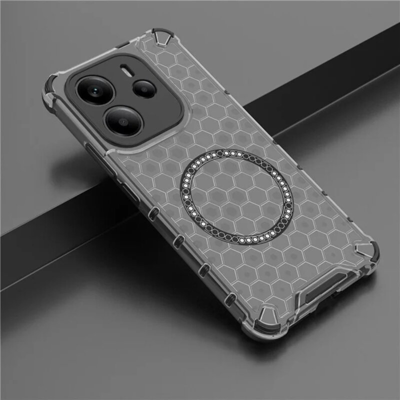 Husa transparenta iPhone 15 Pro Techsuit HoneyComb Shield MagSafe, negru