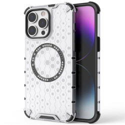 Husa transparenta iPhone 14 Pro Techsuit HoneyComb Shield MagSafe, negru