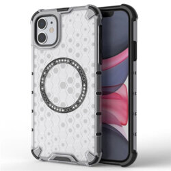 Husa transparenta iPhone 11 Techsuit HoneyComb Shield MagSafe, alb