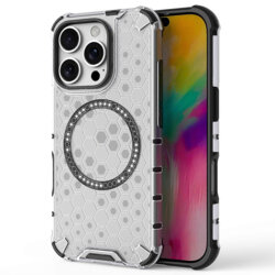 Husa transparenta iPhone 16 Pro Techsuit HoneyComb Shield MagSafe, alb