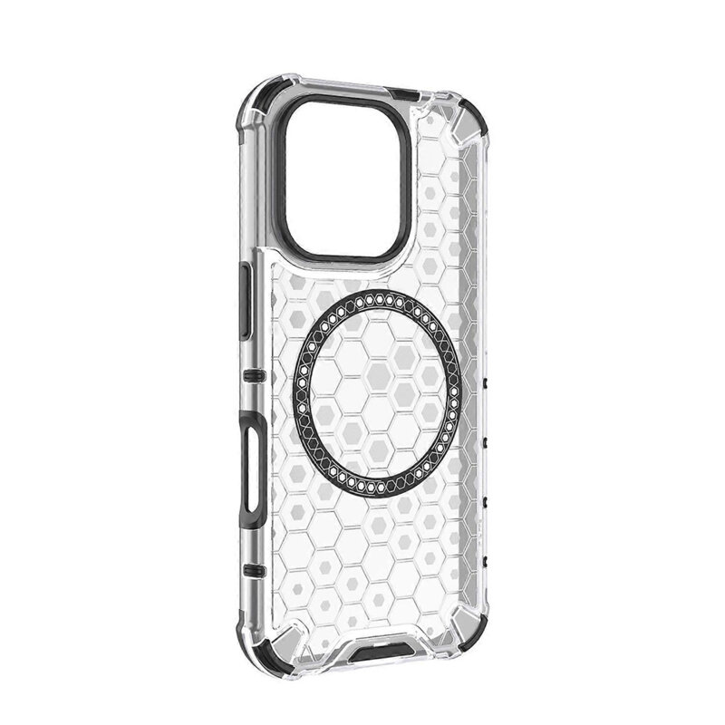 Husa transparenta iPhone 16 Pro Max Techsuit HoneyComb Shield MagSafe, alb