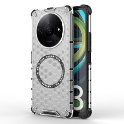 Husa transparenta Xiaomi Redmi A3 Techsuit HoneyComb Shield MagSafe, alb