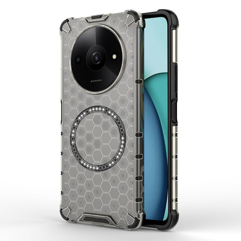 Husa transparenta Xiaomi Redmi A3x Techsuit HoneyComb Shield MagSafe, negru