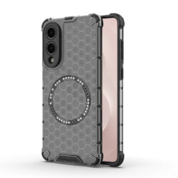 Husa transparenta Samsung Galaxy S25 Edge Techsuit HoneyComb Shield MagSafe, negru