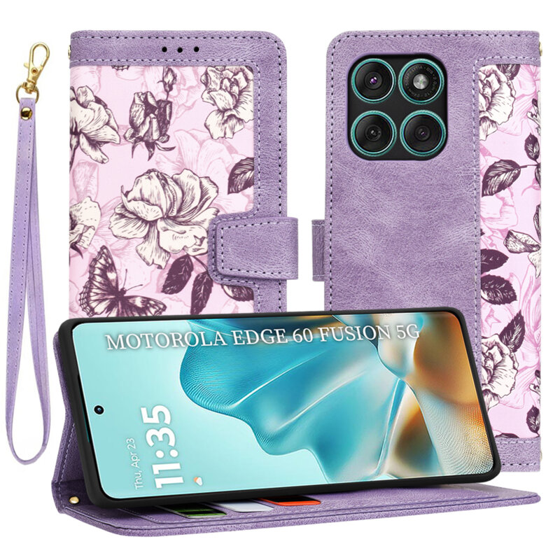 Husa personalizata fete Motorola Edge 60 Fusion Techsuit FlipCraft, mov