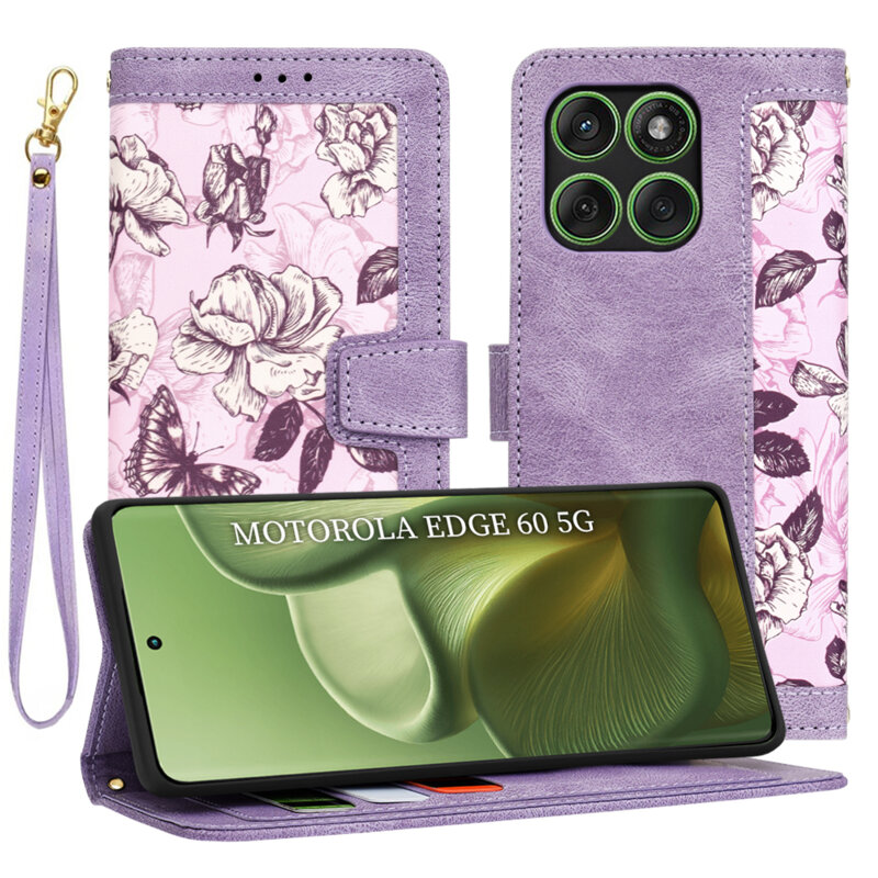 Husa personalizata fete Motorola Edge 60 Techsuit FlipCraft, mov