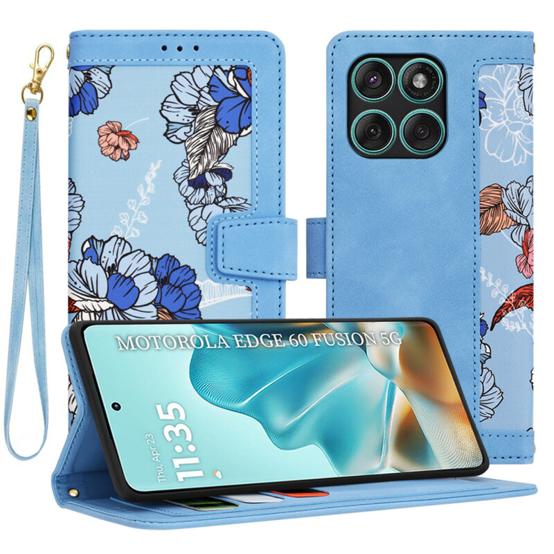 Husa personalizata fete Motorola Edge 60 Fusion Techsuit FlipCraft, bleu
