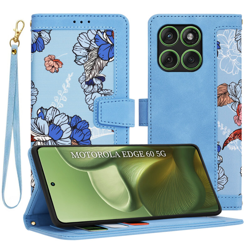 Husa personalizata fete Motorola Edge 60 Techsuit FlipCraft, bleu