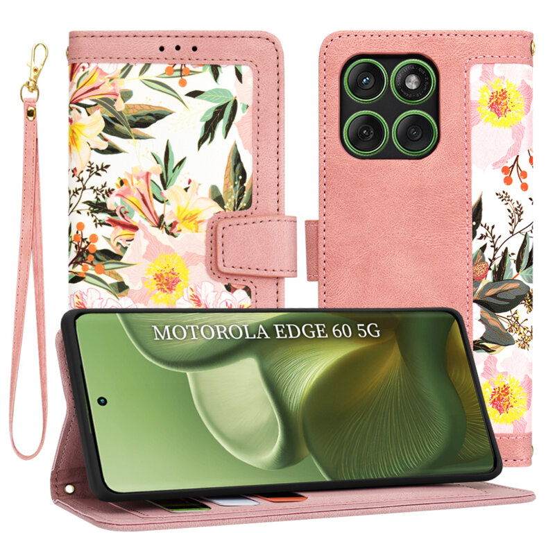 Husa personalizata fete Motorola Edge 60 Techsuit FlipCraft, roz