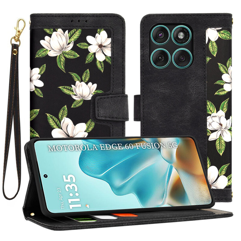Husa personalizata fete Motorola Edge 60 Fusion Techsuit FlipCraft, negru