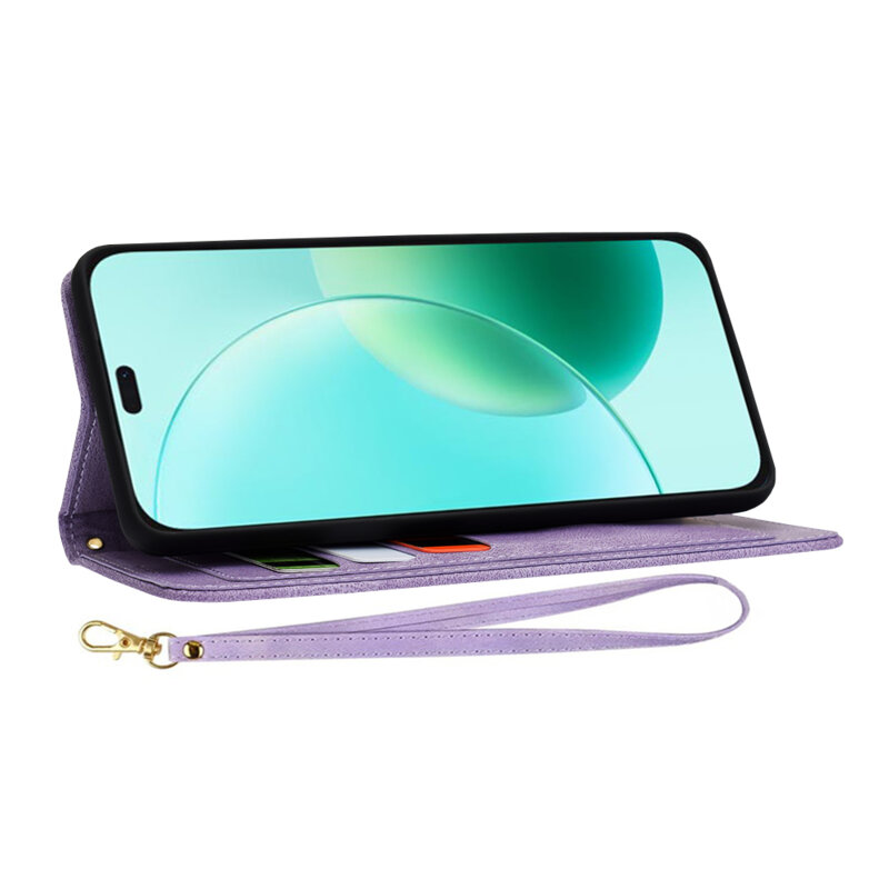 Husa personalizata fete Honor 400 Lite Techsuit FlipCraft, mov