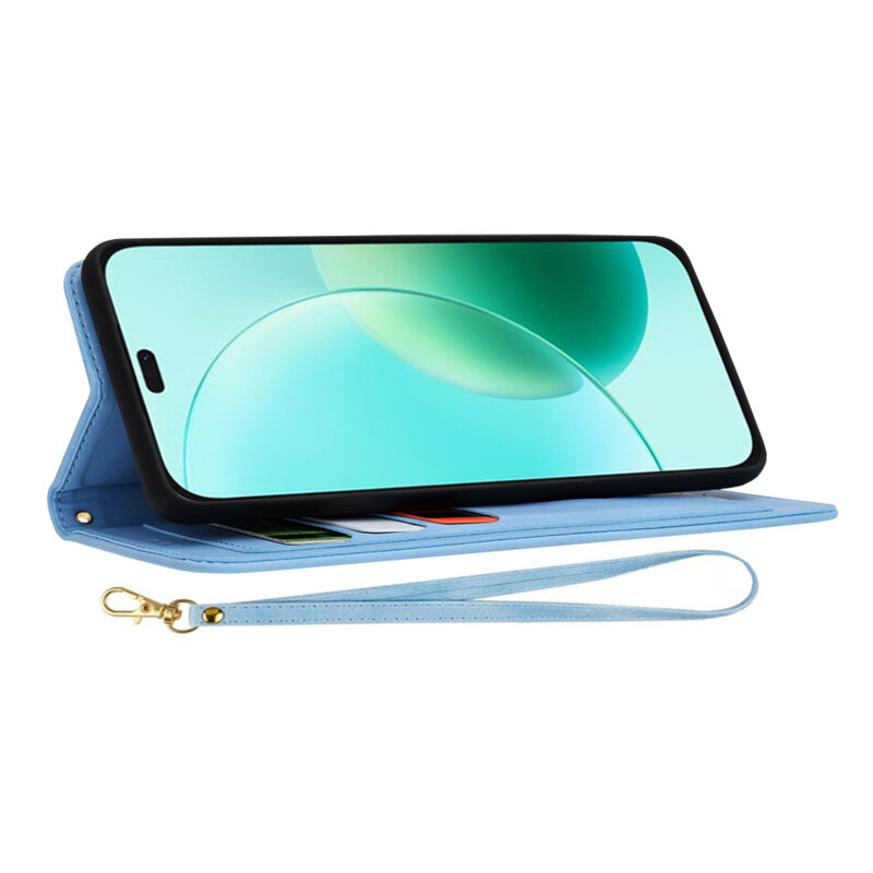 Husa personalizata fete Honor 400 Lite Techsuit FlipCraft, bleu