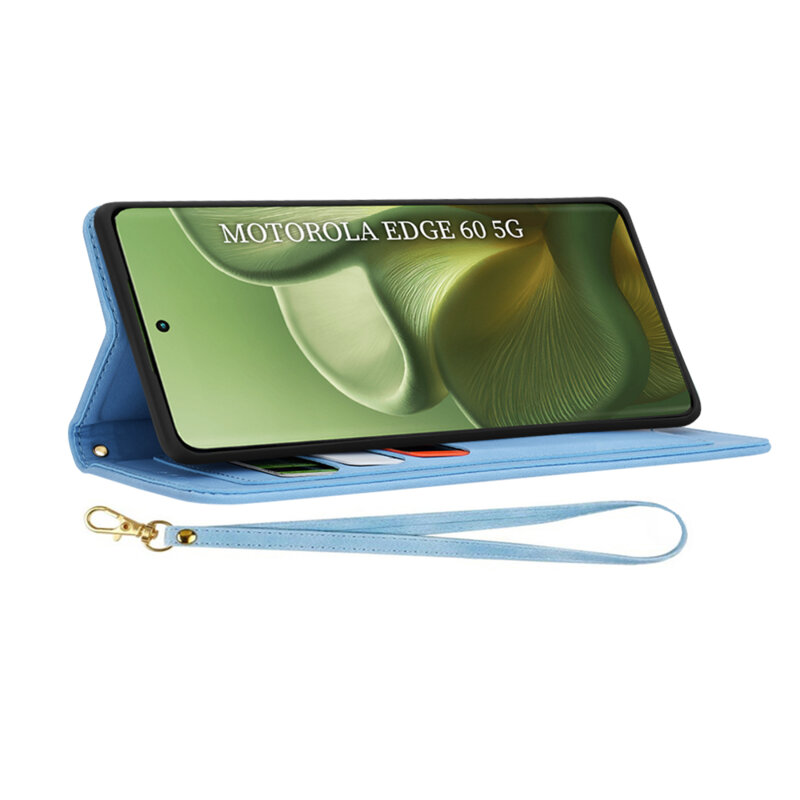 Husa personalizata fete Motorola Edge 60 Techsuit FlipCraft, bleu