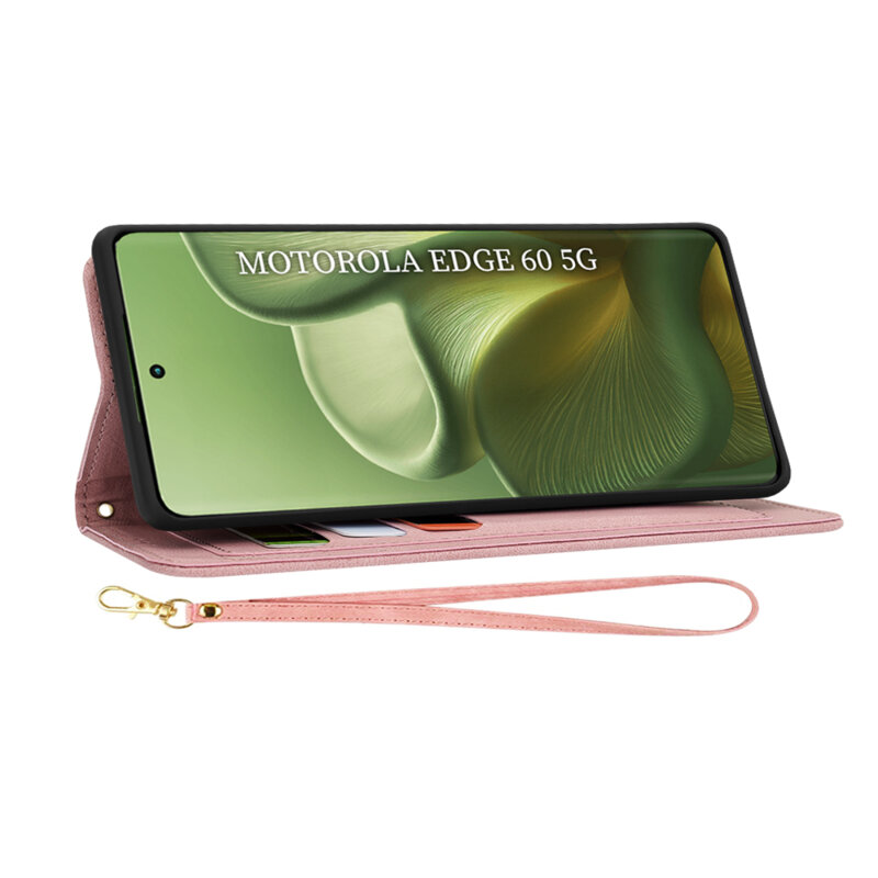 Husa personalizata fete Motorola Edge 60 Techsuit FlipCraft, roz