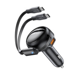 Incarcator auto USB, Type-C, 53W, cablu retractabil Acefast B13