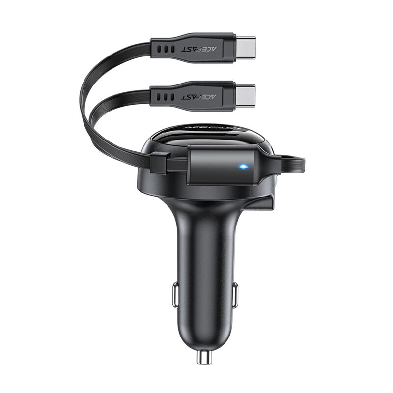 Incarcator auto USB, Type-C, 53W, cablu retractabil Acefast B13