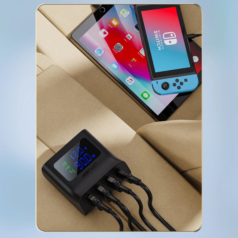 Incarcator auto + splitter USB, Type-C, 90W, 90cm Acefast B8