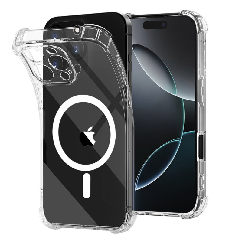 Husa iPhone 16 Pro Techsuit Shockproof Clear Silicone MagSafe, transparenta