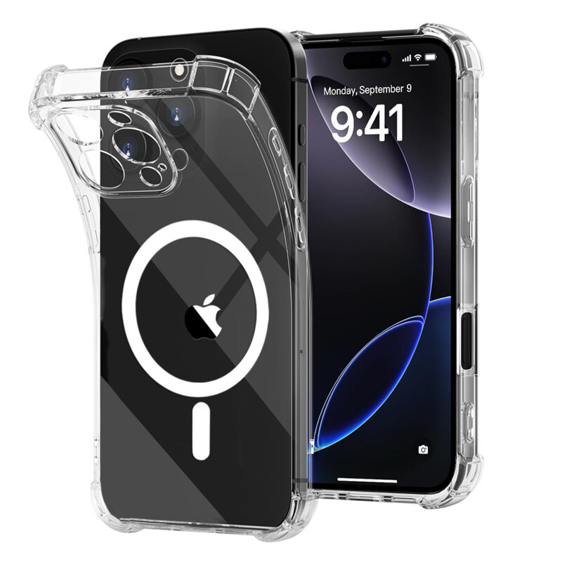 Husa iPhone 16 Pro Max Techsuit Shockproof Clear Silicone MagSafe, transparenta