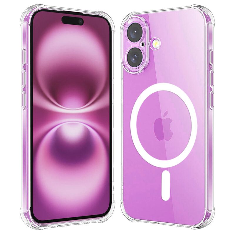 Husa iPhone 16 Plus Techsuit Shockproof Clear Silicone MagSafe, transparenta