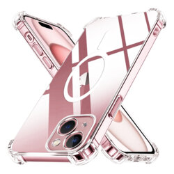 Husa iPhone 15 Techsuit Shockproof Clear Silicone MagSafe, transparenta