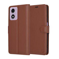 Husa Motorola Moto E14 Techsuit Leather Folio, maro