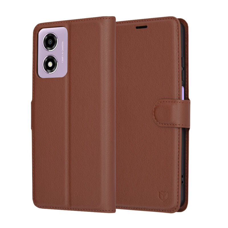 Husa Motorola Moto E14 Techsuit Leather Folio, maro