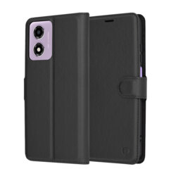 Husa Motorola Moto E14 Techsuit Leather Folio, negru