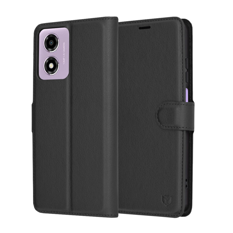 Husa Motorola Moto E14 Techsuit Leather Folio, negru