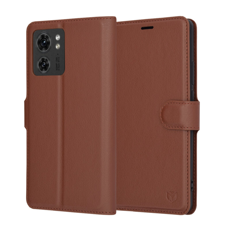Husa Motorola Edge (2023) Techsuit Leather Folio, maro