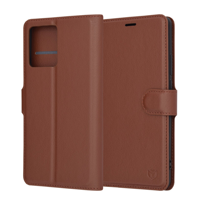 Husa Motorola Edge (2023) Techsuit Leather Folio, maro