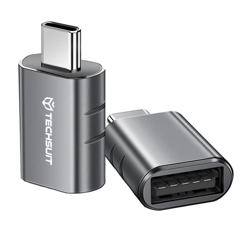 Adaptor OTG premium USB 3.0 la Type-C, 3A, 5Gbps Techsuit A10, gri