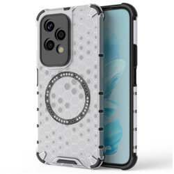 Husa transparenta Honor 200 Lite Techsuit HoneyComb Shield MagSafe, alb
