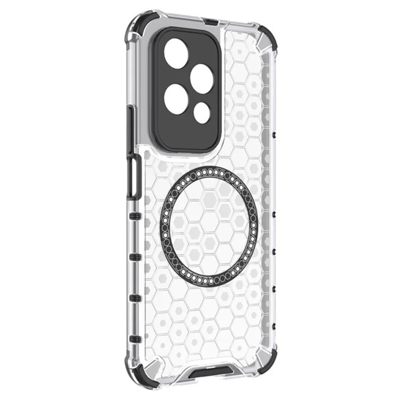 Husa transparenta Honor 200 Lite Techsuit HoneyComb Shield MagSafe, alb