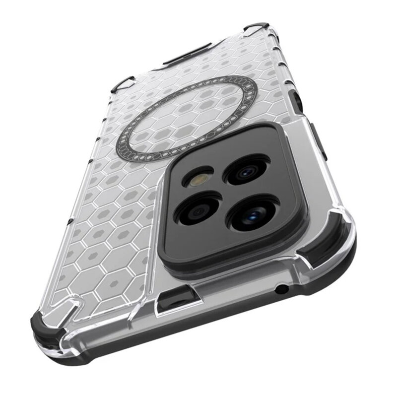 Husa transparenta Honor 200 Lite Techsuit HoneyComb Shield MagSafe, negru