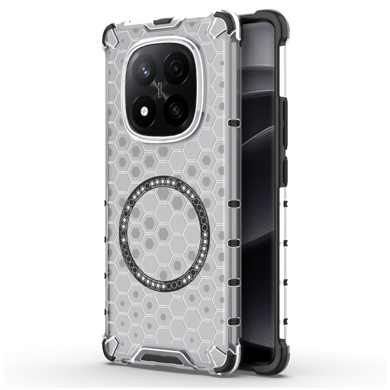 Husa transparenta Xiaomi Redmi Note 14 Pro+ 5G Techsuit HoneyComb Shield MagSafe, alb