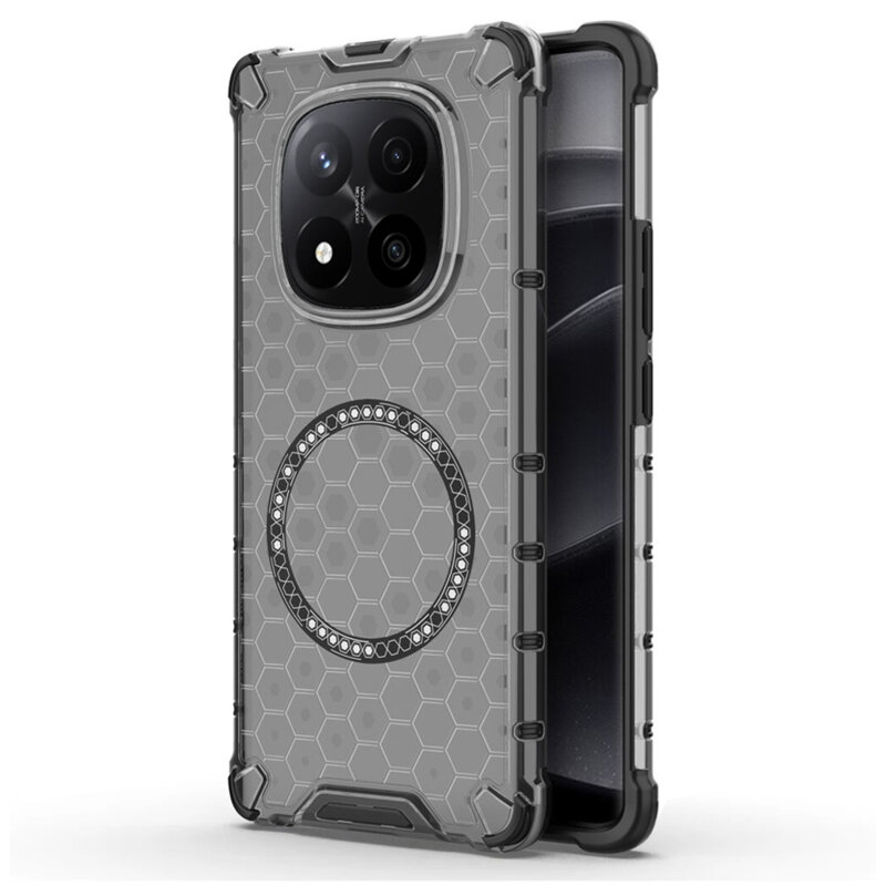 Husa transparenta Xiaomi Redmi Note 14 Pro+ 5G Techsuit HoneyComb Shield MagSafe, negru