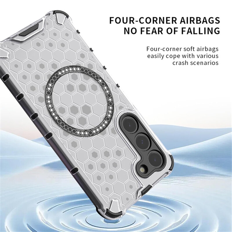 Husa transparenta Honor X9c Techsuit HoneyComb Shield MagSafe, alb