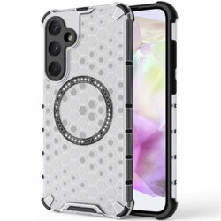Husa transparenta Samsung Galaxy A35 5G Techsuit HoneyComb Shield MagSafe, alb