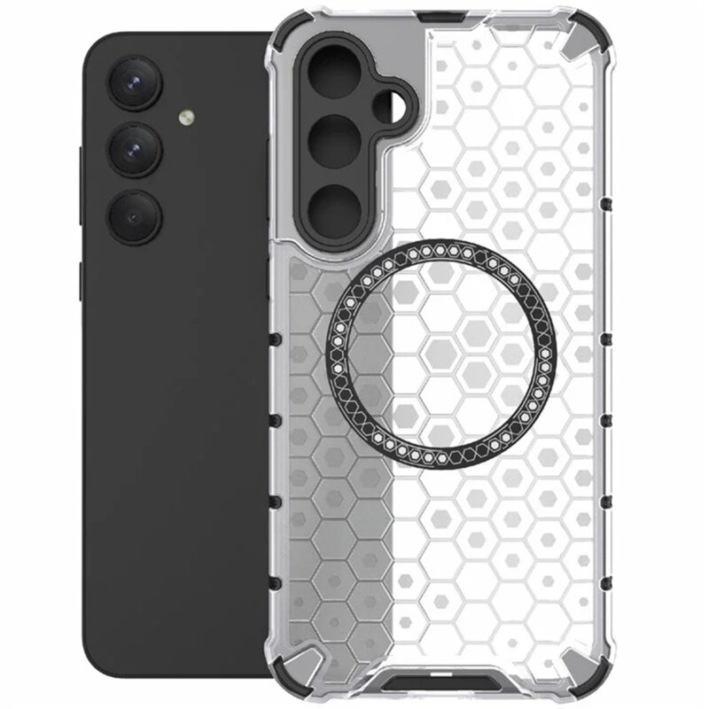 Husa transparenta Samsung Galaxy A35 5G Techsuit HoneyComb Shield MagSafe, alb