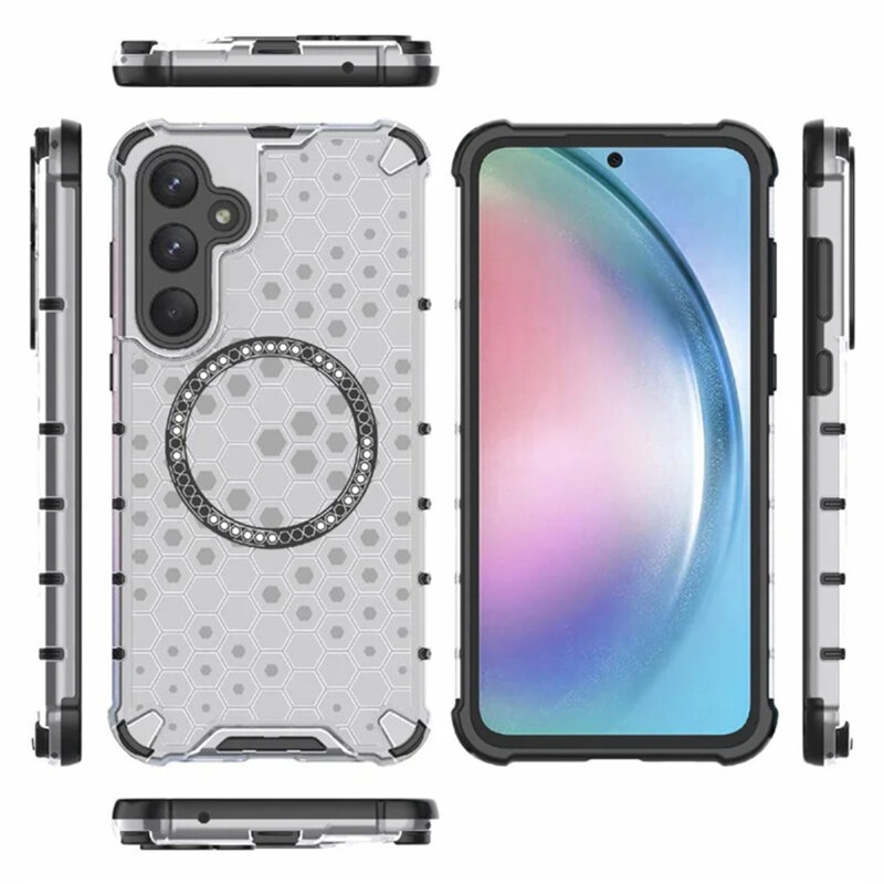 Husa transparenta Samsung Galaxy A35 5G Techsuit HoneyComb Shield MagSafe, alb