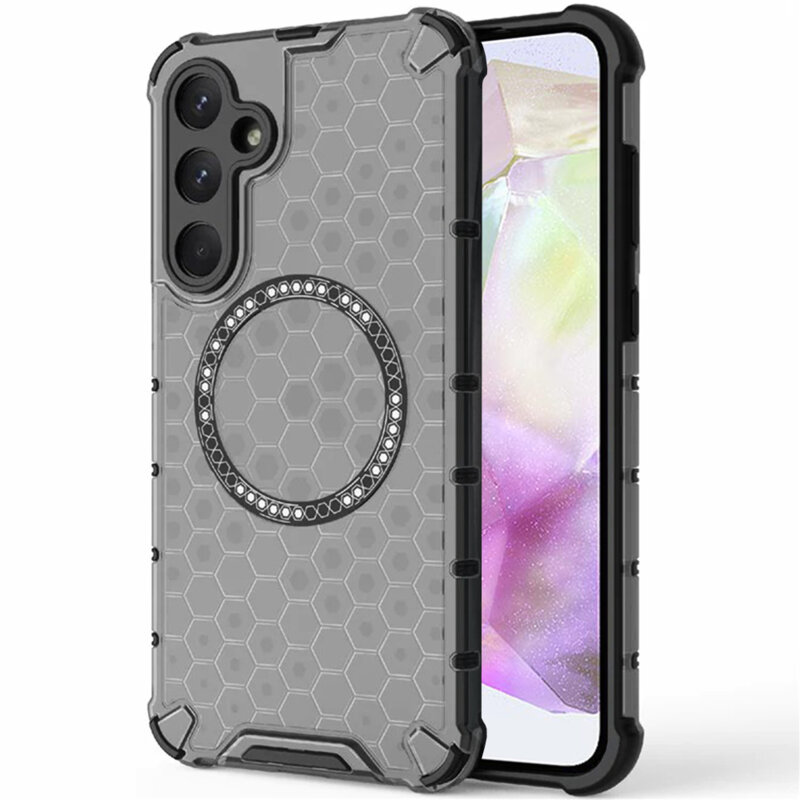 Husa transparenta Samsung Galaxy A35 5G Techsuit HoneyComb Shield MagSafe, negru