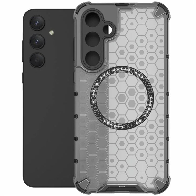 Husa transparenta Samsung Galaxy A35 5G Techsuit HoneyComb Shield MagSafe, negru