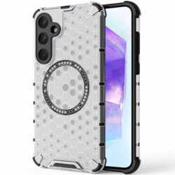 Husa transparenta Samsung Galaxy A55 5G Techsuit HoneyComb Shield MagSafe, alb