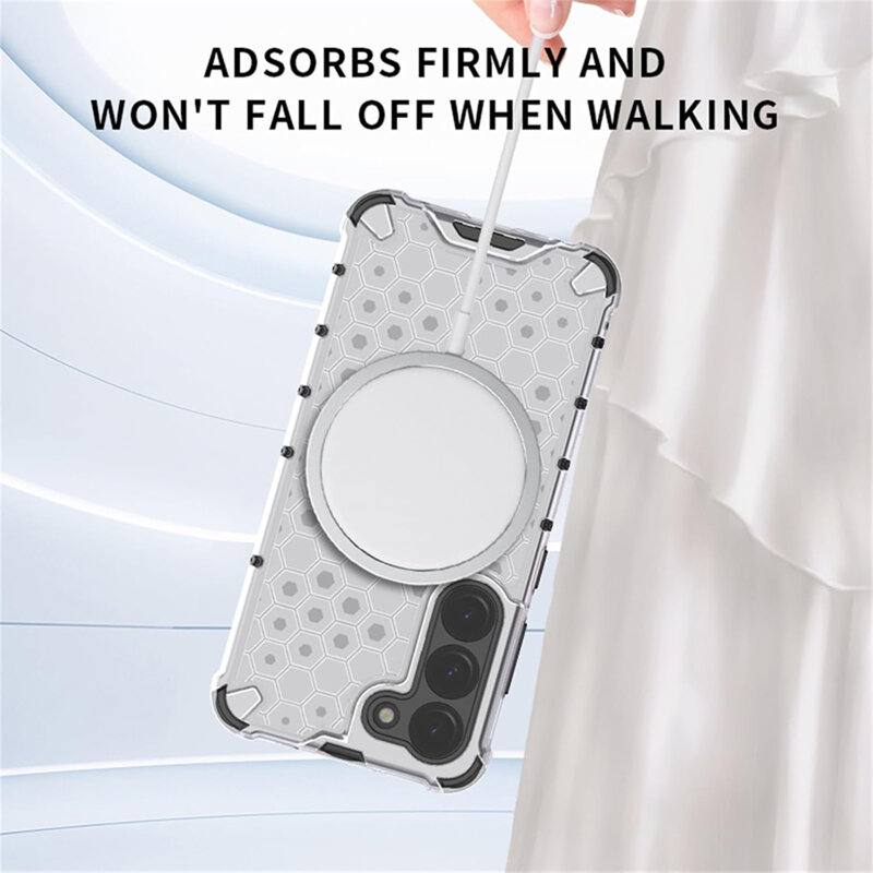 Husa transparenta Samsung Galaxy A36 5G Techsuit HoneyComb Shield MagSafe, alb