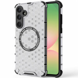 Husa transparenta Samsung Galaxy A56 5G Techsuit HoneyComb Shield MagSafe, alb