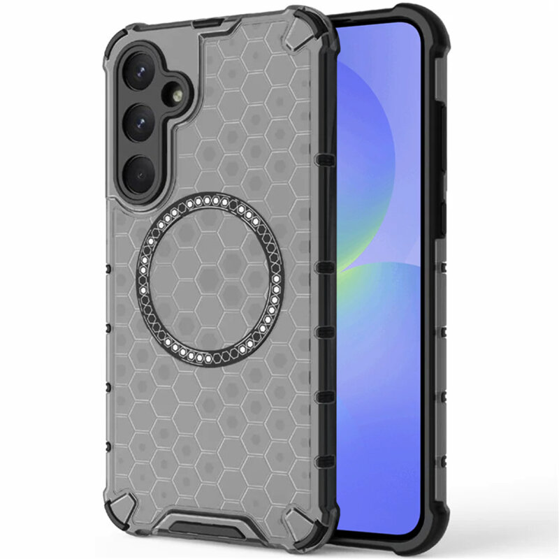 Husa transparenta Samsung Galaxy A36 5G Techsuit HoneyComb Shield MagSafe, negru