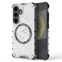 Husa transparenta Samsung Galaxy S24 Techsuit HoneyComb Shield MagSafe, alb