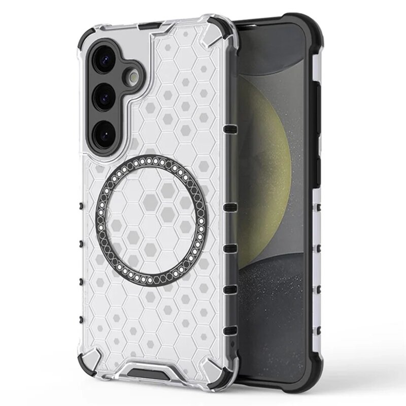 Husa transparenta Samsung Galaxy S24 Techsuit HoneyComb Shield MagSafe, alb